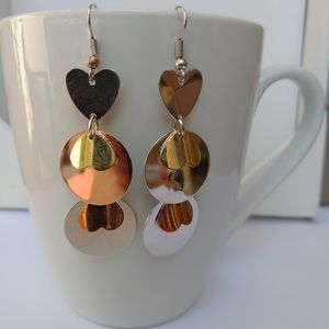 2/$10 or 4/$15 Tiered Earrings Silver Gold Circle Hearts
